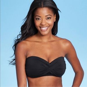 Kona Sol Black Twist Bandeau Bikini Top D/DD